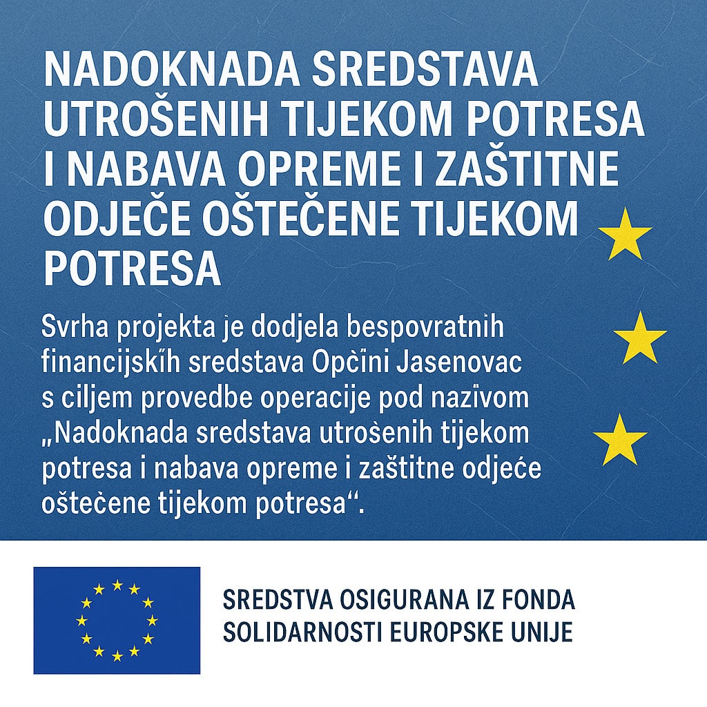 Nadoknada sredstava utrošenih tijekom potresa i nabava opreme i zaštitne odjeće oštećene tijekom potresa