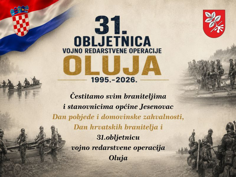 Čestitka povodom 31. obljetnice vojno-redarstvene operacije Oluja 1995. – 2026.