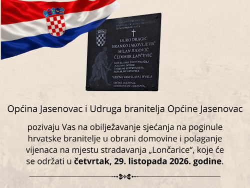 Poziv na obilježavanje sjećanja na poginule hrvatske branitelje na Lončarici